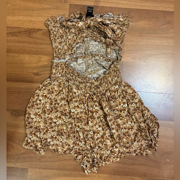 Streetwear Society Pants - Streetwear Society Brown Floral romper